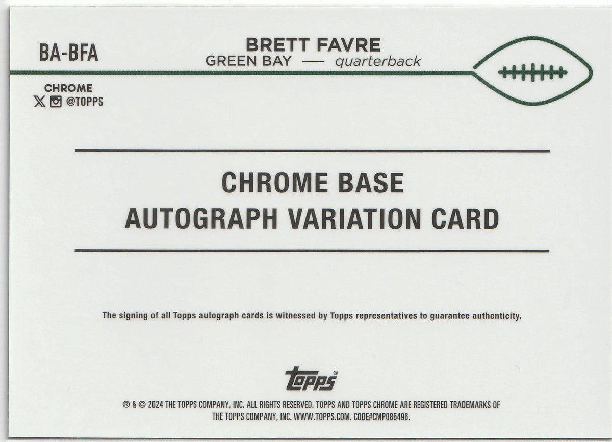 2024 Topps Chrome Brett Favre Orange Refractor Autograph #10/25 - Back