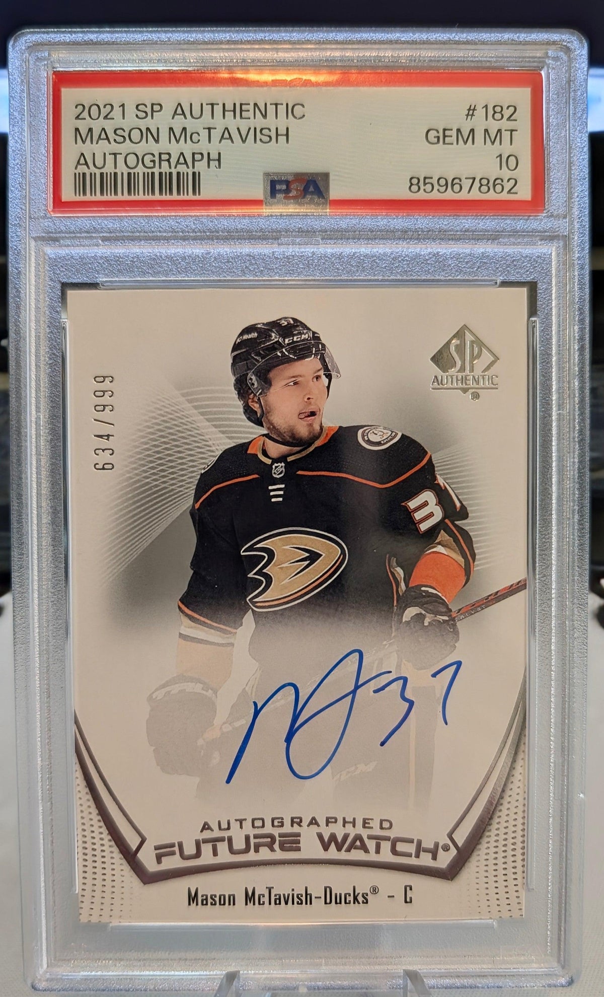 2021 SP Authentic Future Watch Mason McTavish /999 - PSA 10 Gem Mint Rookie Auto