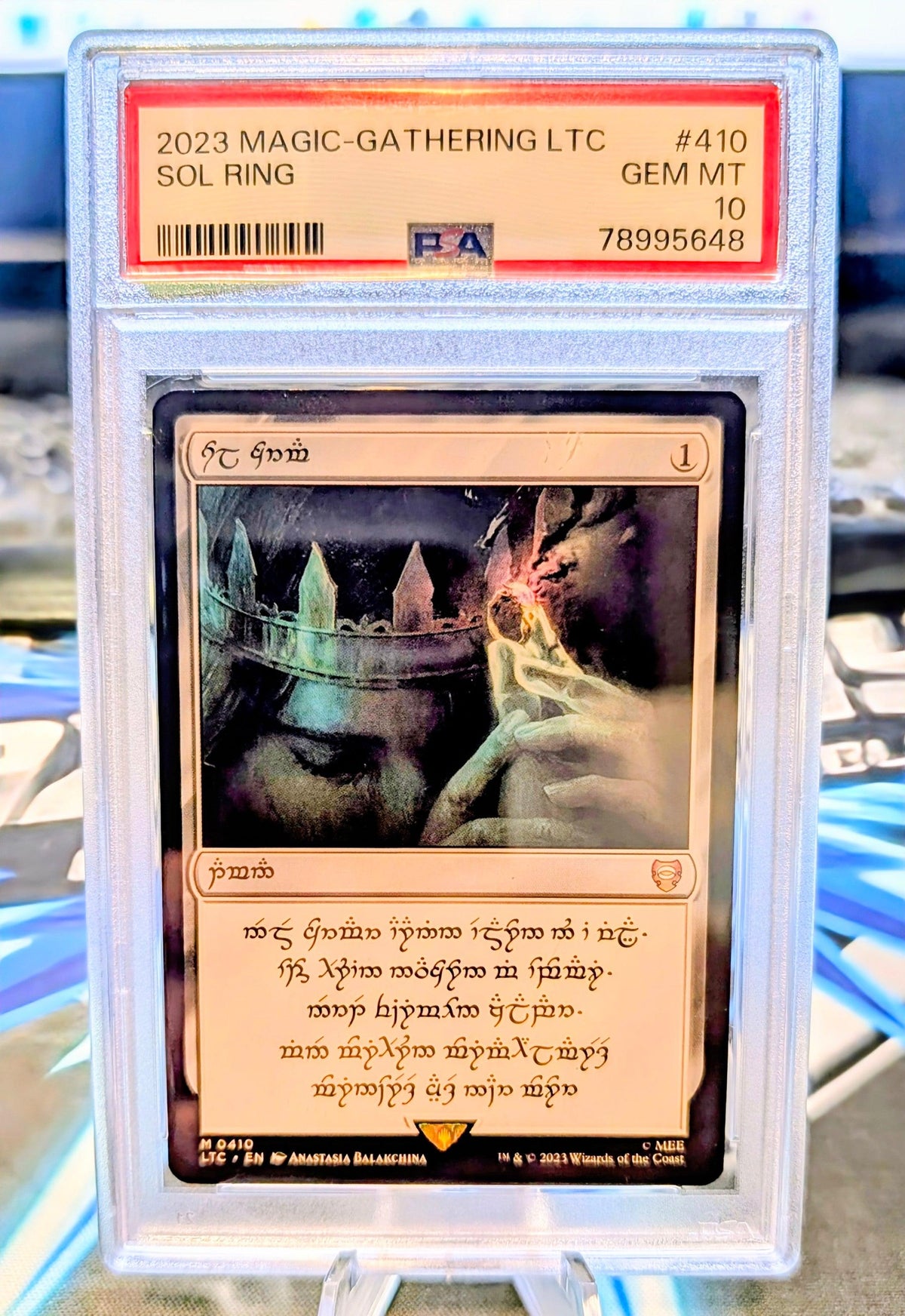 2023 MTG Lord of the Rings: Tales of Middle-Earth Commander Sol Ring. Elven Script #410 PSA 10 Gem Mint