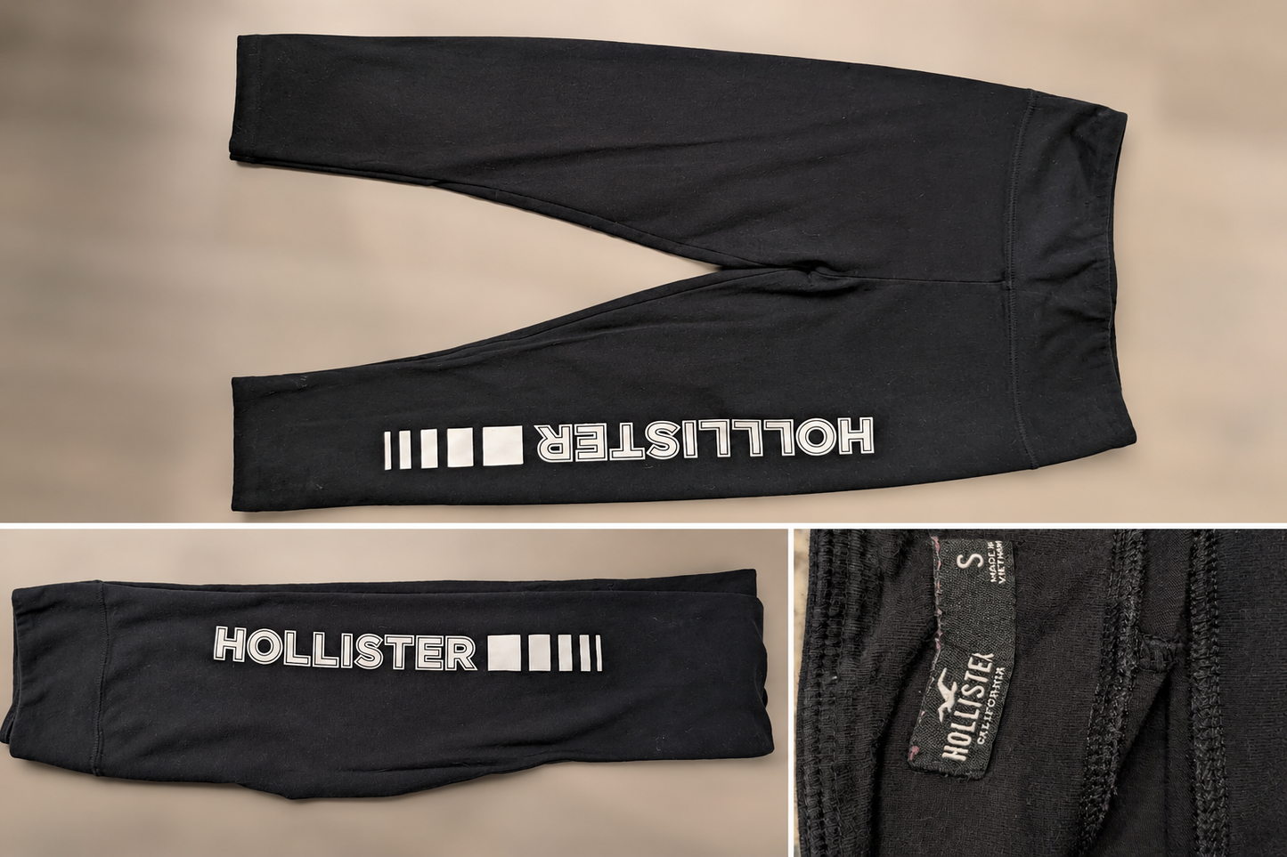 Hollister Girls Black Logo Leggings – Size Small