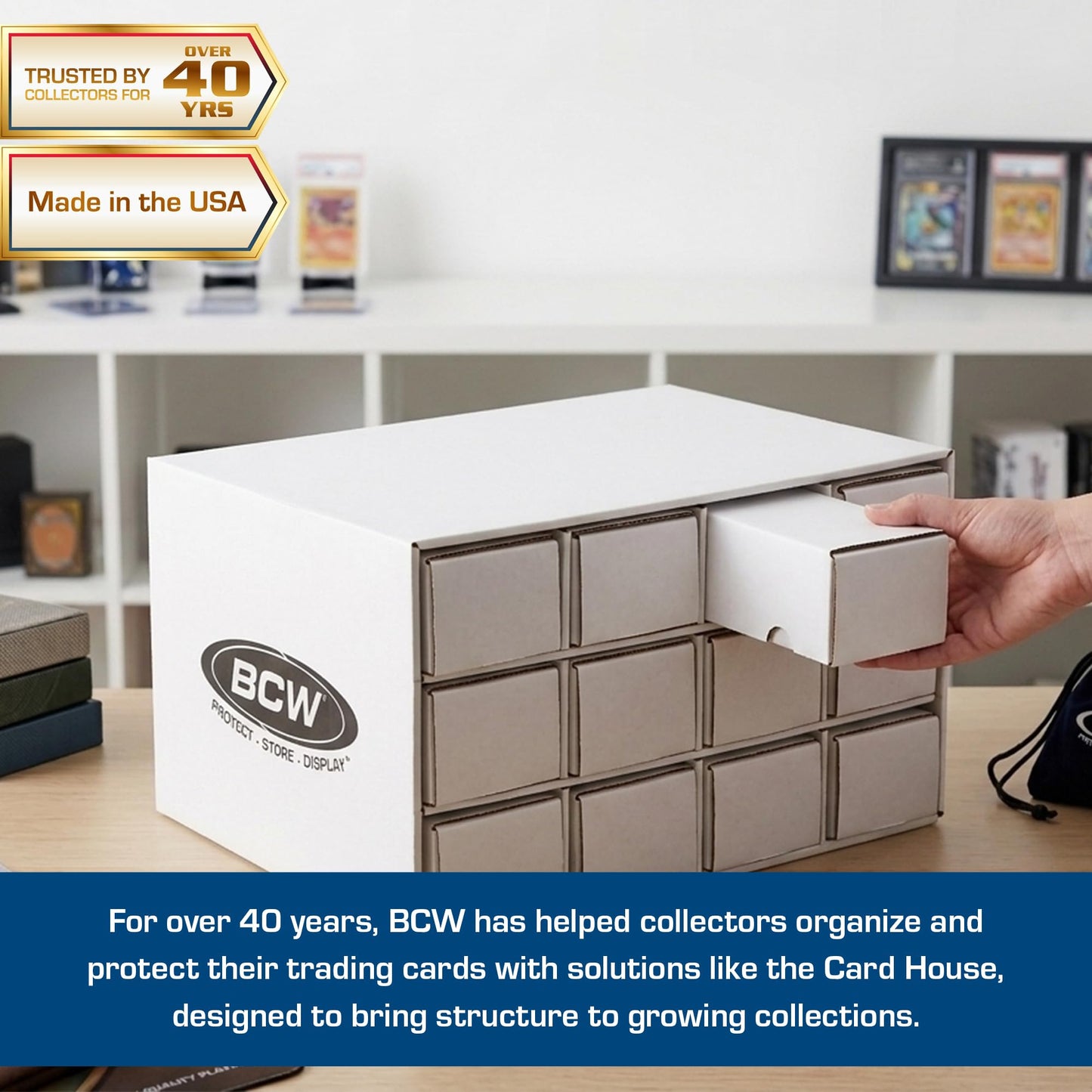 BCW Card House Storage Unit with 12 x 800ct Boxes | Holds Up to 9600 Cards | Organizer for Sports Cards, Pokémon, Magic: The Gathering & More