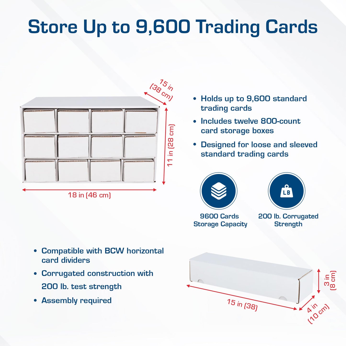 BCW Card House Storage Unit with 12 x 800ct Boxes | Holds Up to 9600 Cards | Organizer for Sports Cards, Pokémon, Magic: The Gathering & More