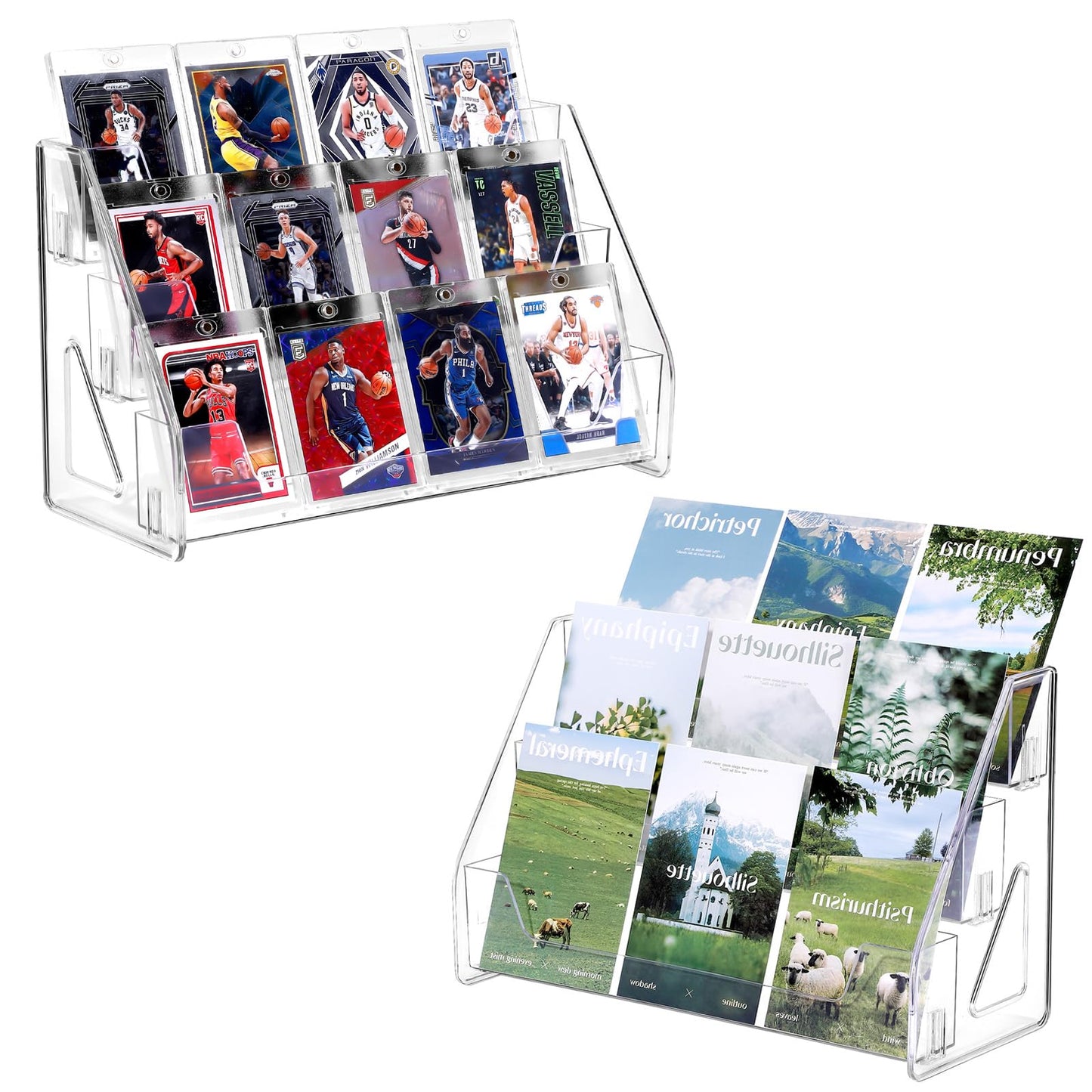 Trading Card Display Stand, Vertical Holder for Baseball Basketball Sports Graded Card Display Stand Tabletop for PSA BGS SGC Slabs, Snap-On Assembly(5 Tier, 1 Pack)