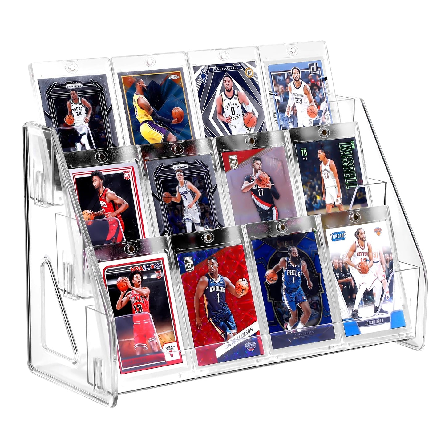 Trading Card Display Stand, Vertical Holder for Baseball Basketball Sports Graded Card Display Stand Tabletop for PSA BGS SGC Slabs, Snap-On Assembly(5 Tier, 1 Pack)