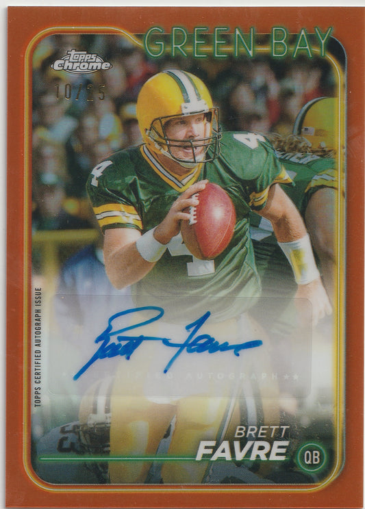 2024 Topps Chrome Brett Favre Orange Refractor Autograph #10/25 - Front