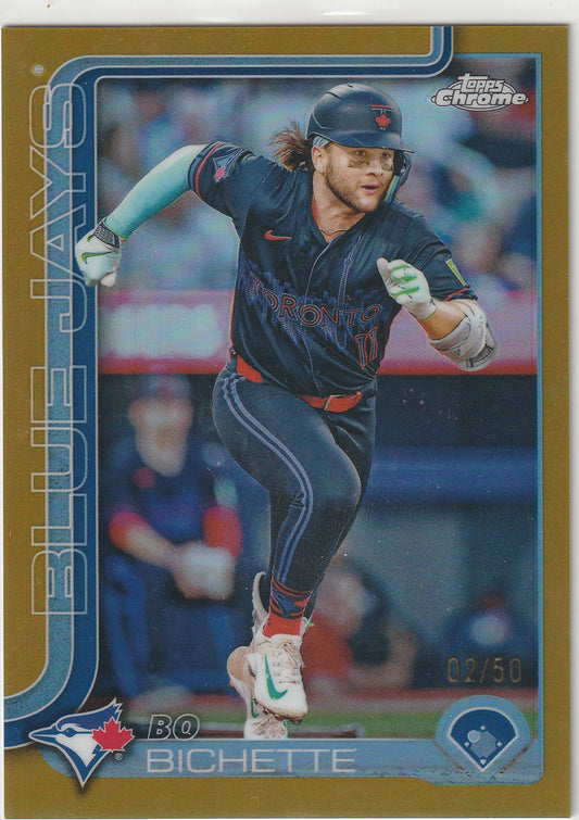 2025 Topps Chrome Baseball Bo Bichette Gold Refractor #02/50 #101 - Front