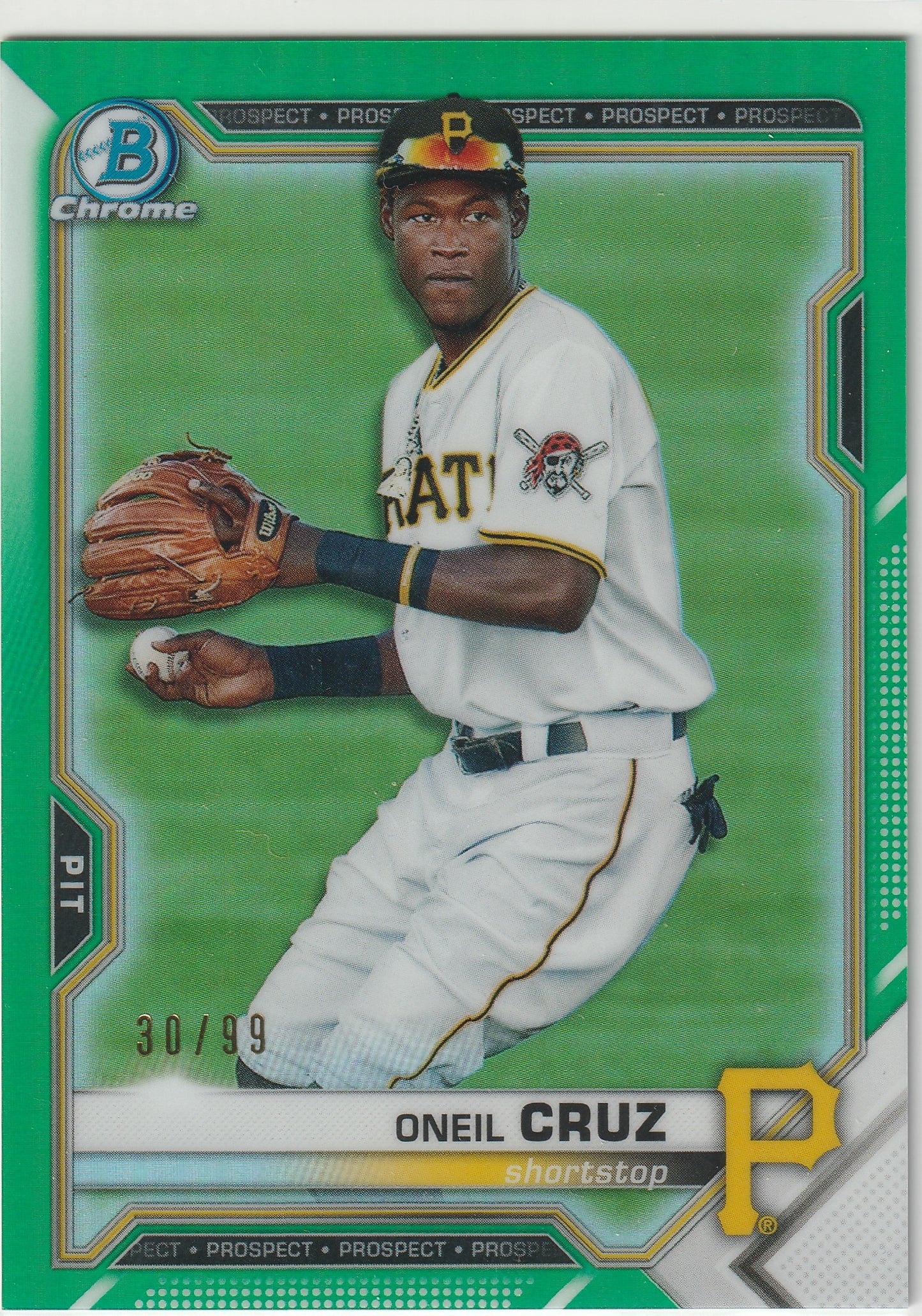2021 Bowman Chrome O'Neil Cruz Green Refractor #30/99 BCP-24 - Front