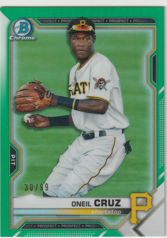2021 Bowman Chrome O'Neil Cruz Green Refractor #30/99 BCP-24 - Front