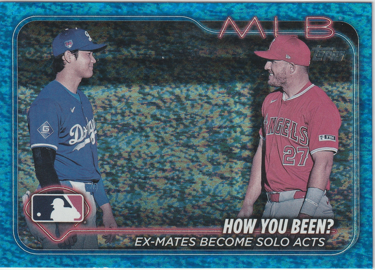 2024 Topps Update Shohei Ohtani Mike Trout How You Been? Blue Foil SP #US76 168/999 - Front