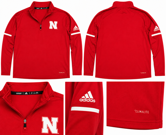 Adidas Nebraska Cornhuskers Climalite 1/4 Zip Pullover – Red – Men's XL