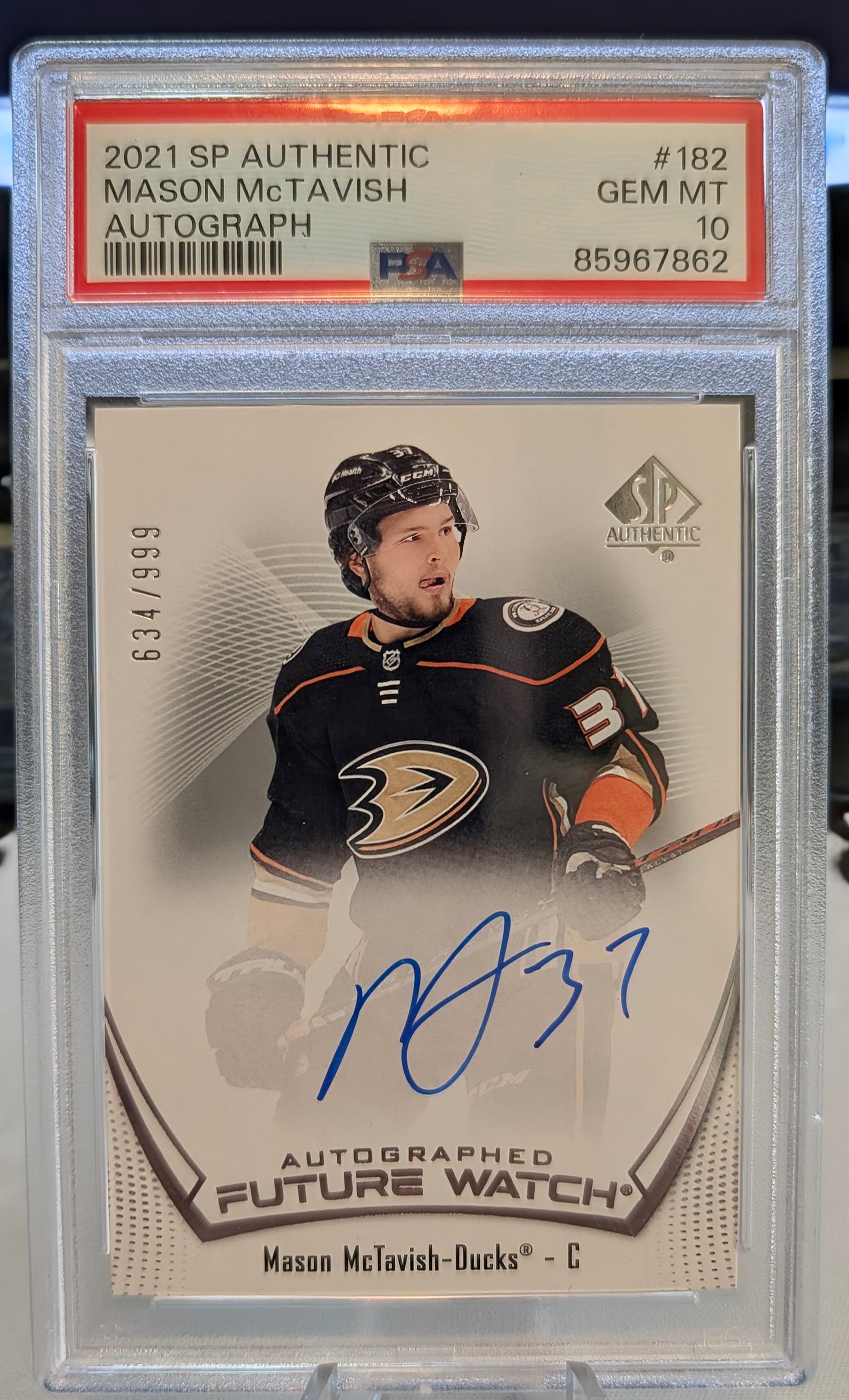 2021 SP Authentic Future Watch Mason McTavish /999 - PSA 10 Gem Mint Rookie Auto