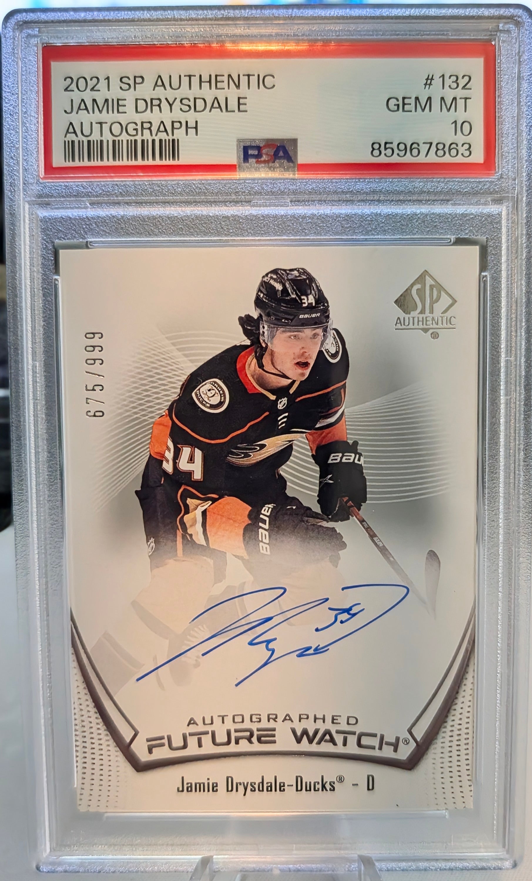 2021-22 SP Authentic Jamie Drysdale Future Watch Auto #132 - PSA 10 Gem Mint Rookie