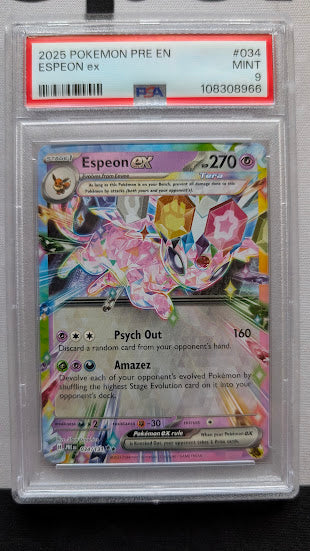 2025 Pokémon Espeon EX PSA 9 Mint - Prismatic Evolutions Surprise Box Exclusive