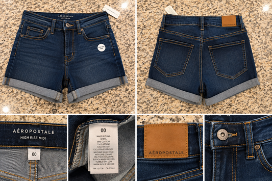 Aeropostale High Rise Midi Denim Shorts – Dark Blue – Size 00 – New With Tags