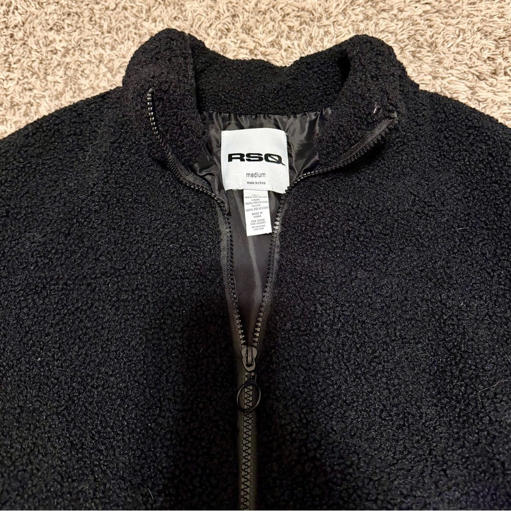 RSQ Women's Black Fleece Jacket M