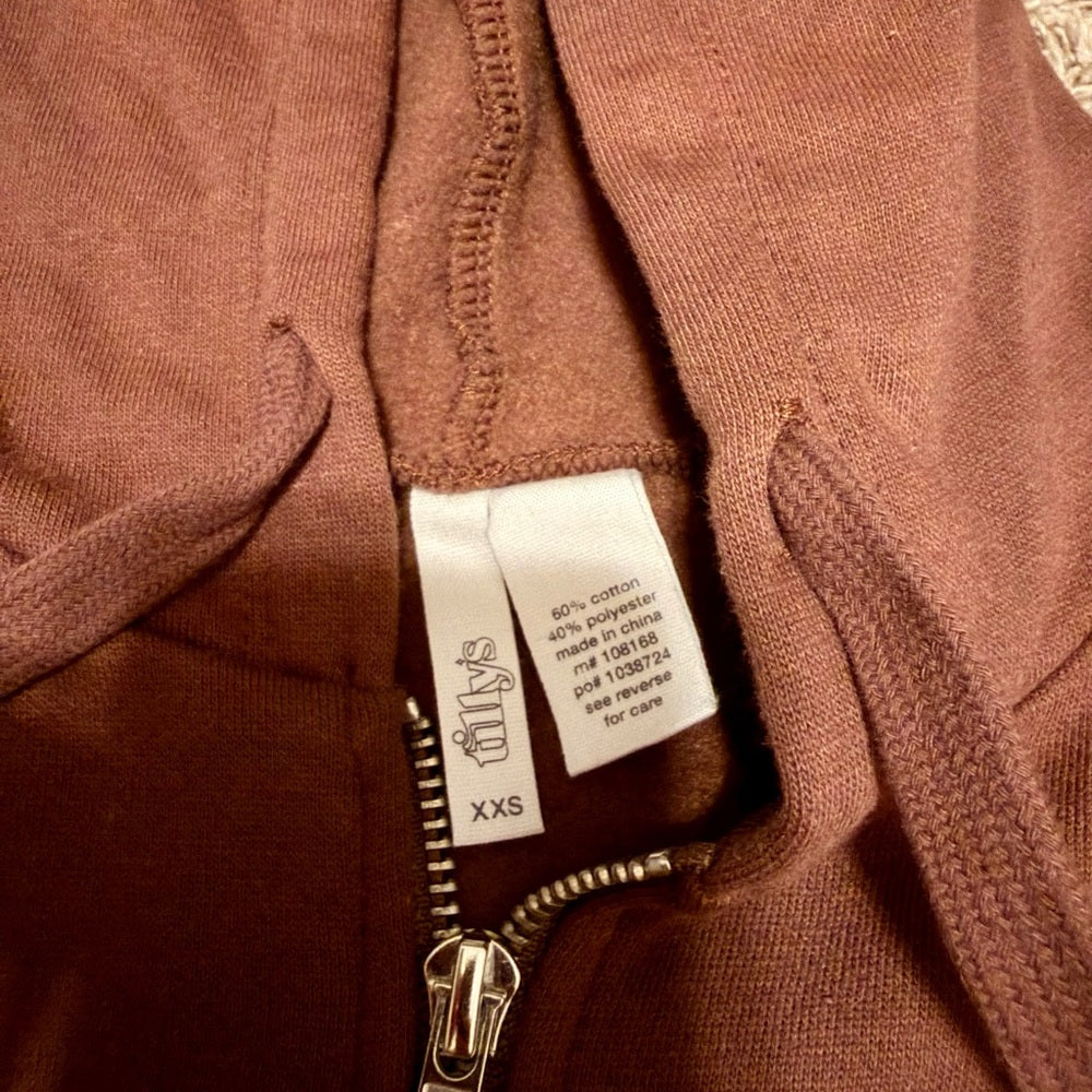 Tilly's Women's Brown Zip-Up Hoodie XXS