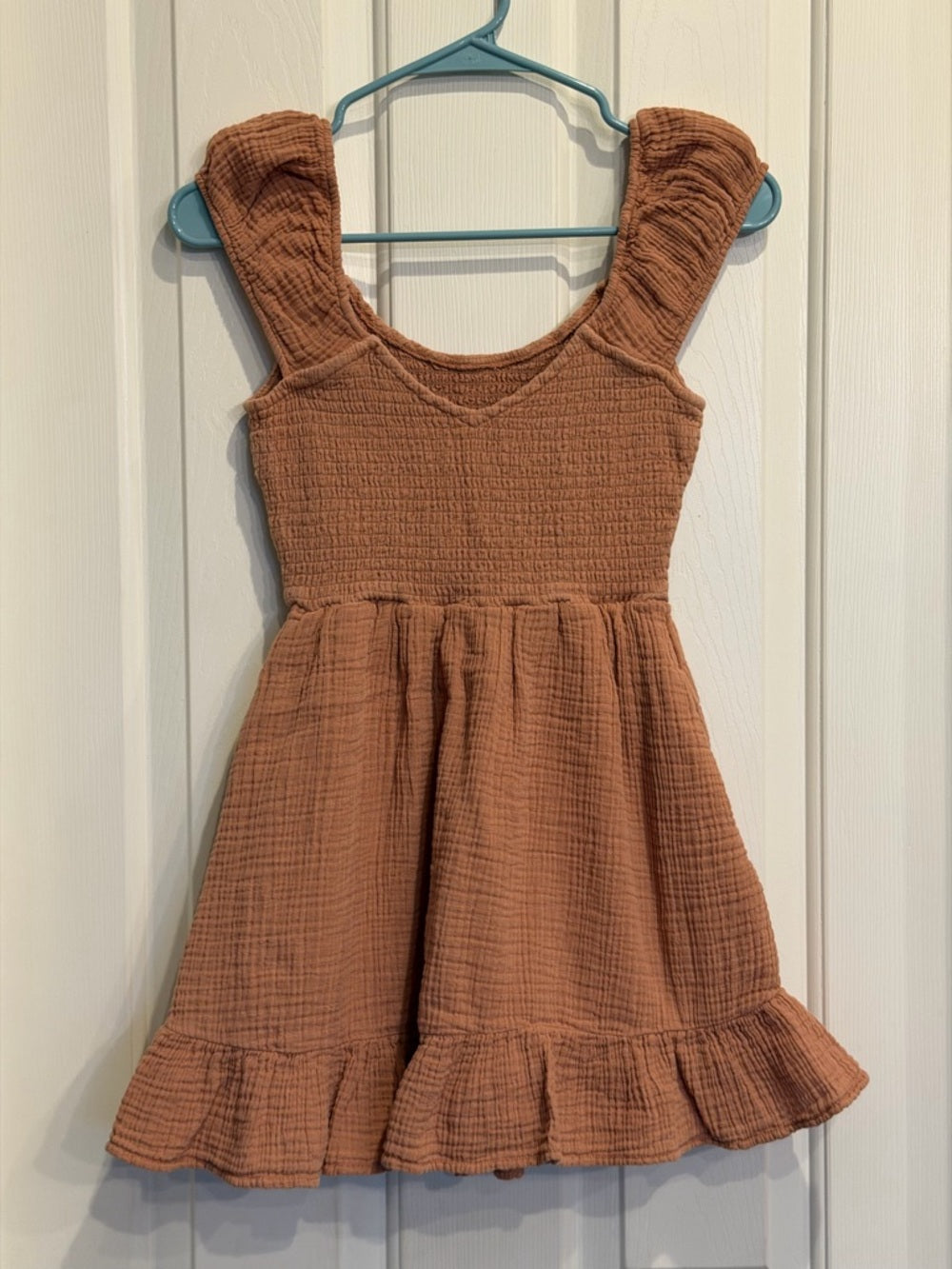 American Eagle Outfitters Women's Rust Ruffle-Hem Cotton Dress XS