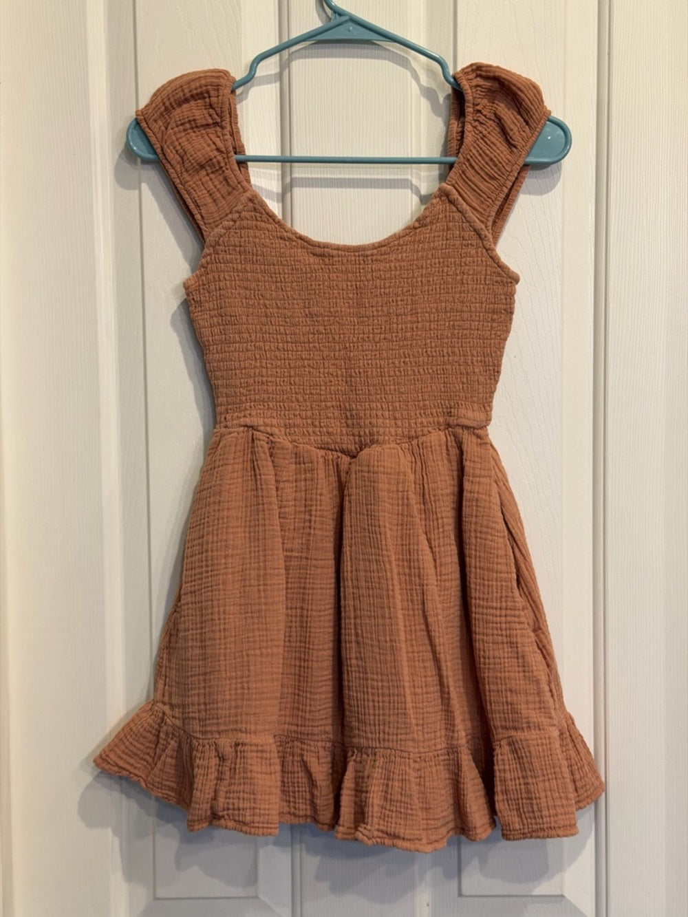 American Eagle Outfitters Women's Rust Ruffle-Hem Cotton Dress XS