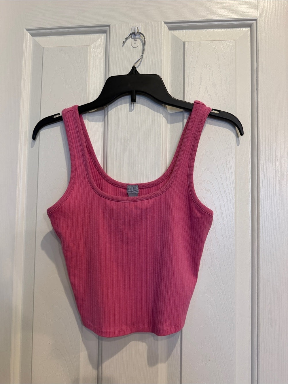 Tilly's Women's Hot Pink Ribbed Square-Neck Tank M
