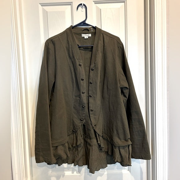 Simply Noelle Women's Olive Green Lightweight Boho Jacket XXL