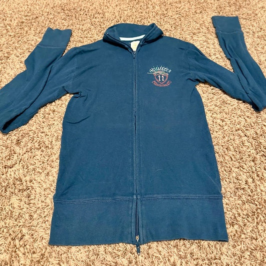 Hollister Women's Aqua Blue Fitted Full-Zip Sweatshirt M