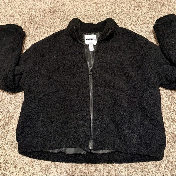 RSQ Women's Black Fleece Jacket M