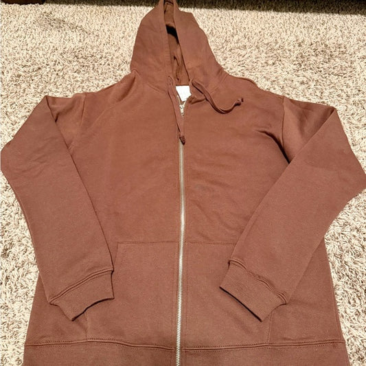 Tilly's Women's Brown Zip-Up Hoodie XXS