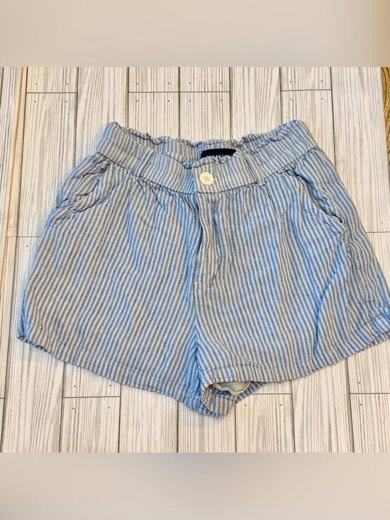 Aeropostale Women's Light Blue & White Striped Linen High Waist Shorts S
